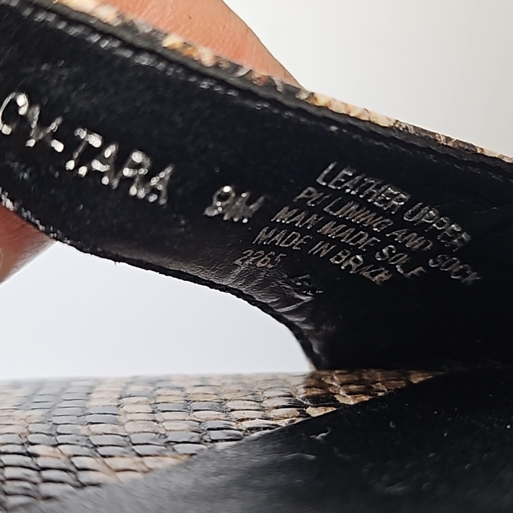 Chelsea & Violet Tara Leather Snake Print Block Heel Ankle Strap Sandal - Picture 16 of 16